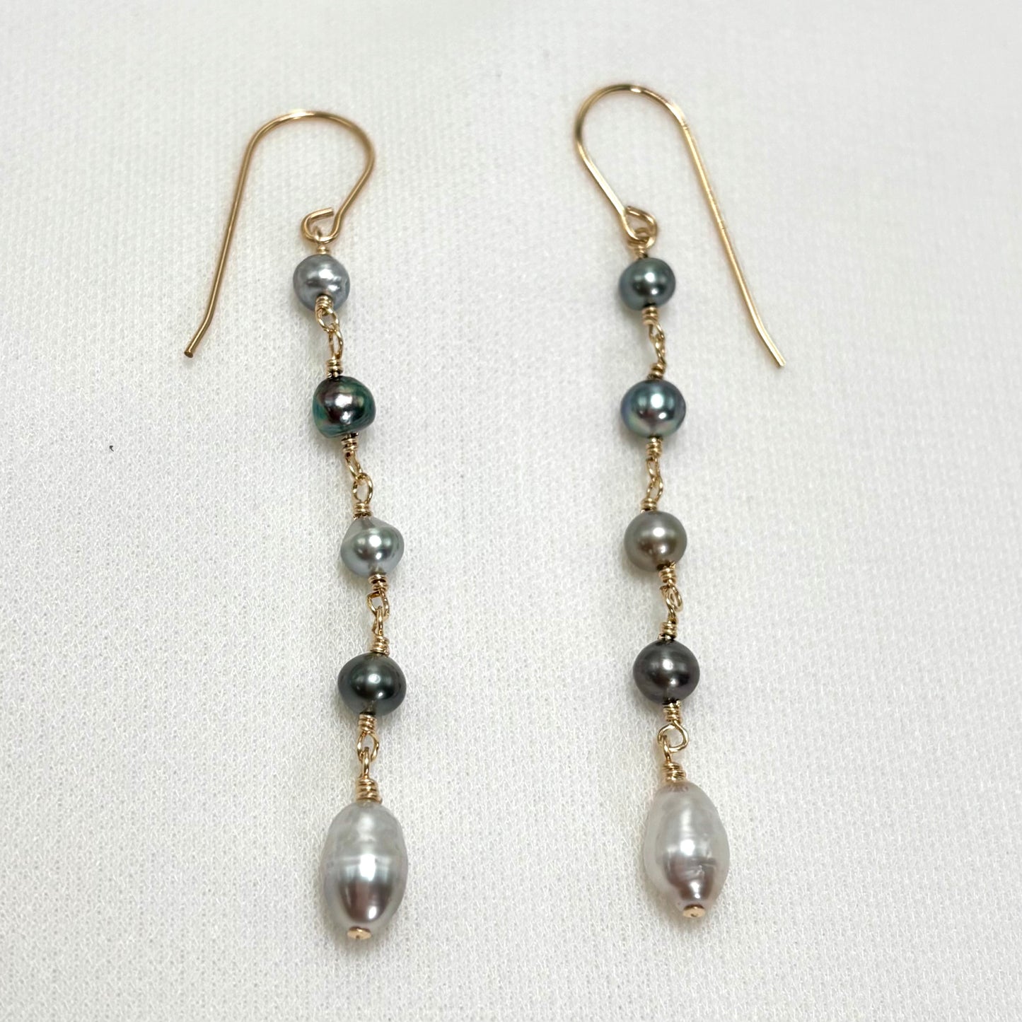 Multi Color Tahitian Keshi Pearl Drop Earrings