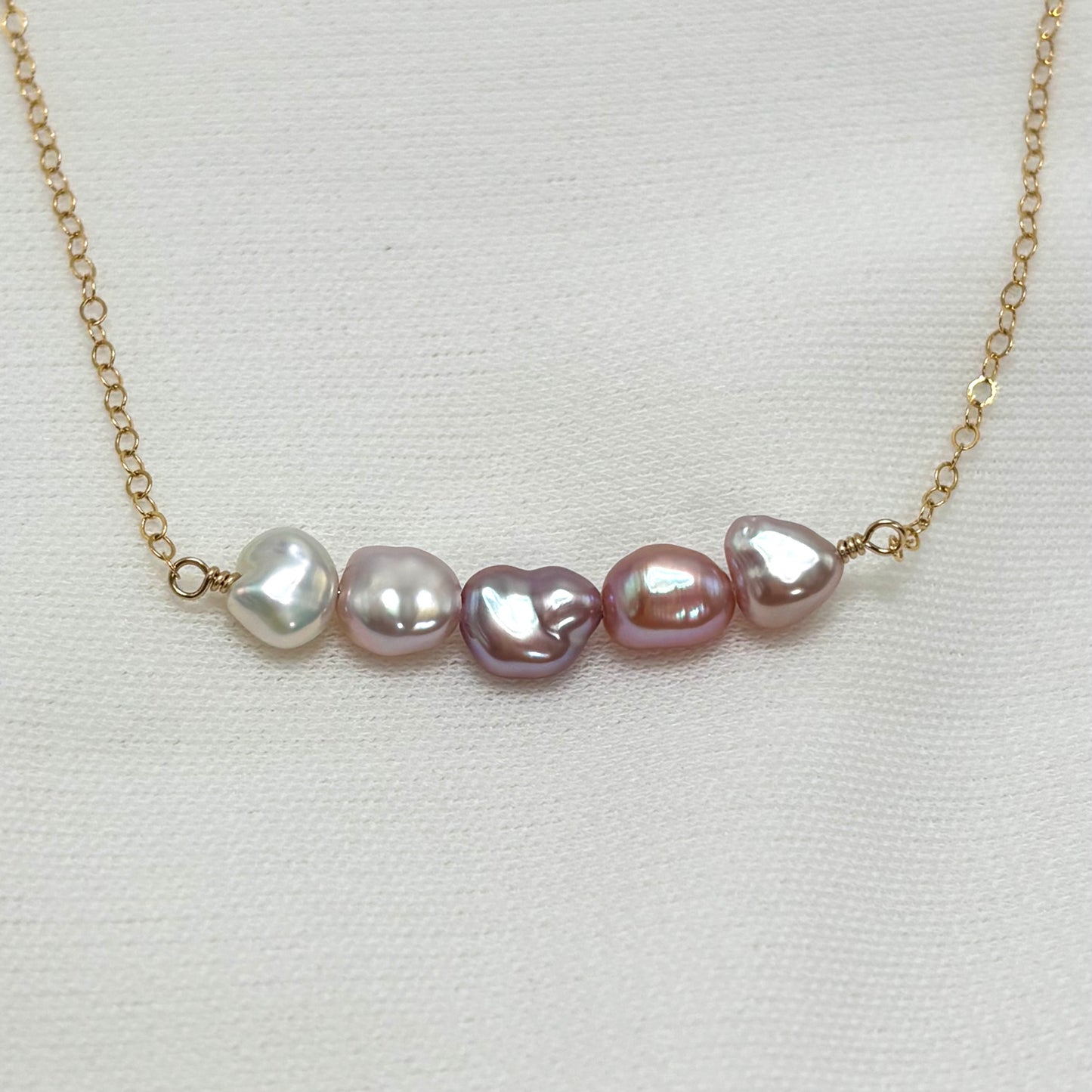 Pink Keshi Pearl Bar Necklace