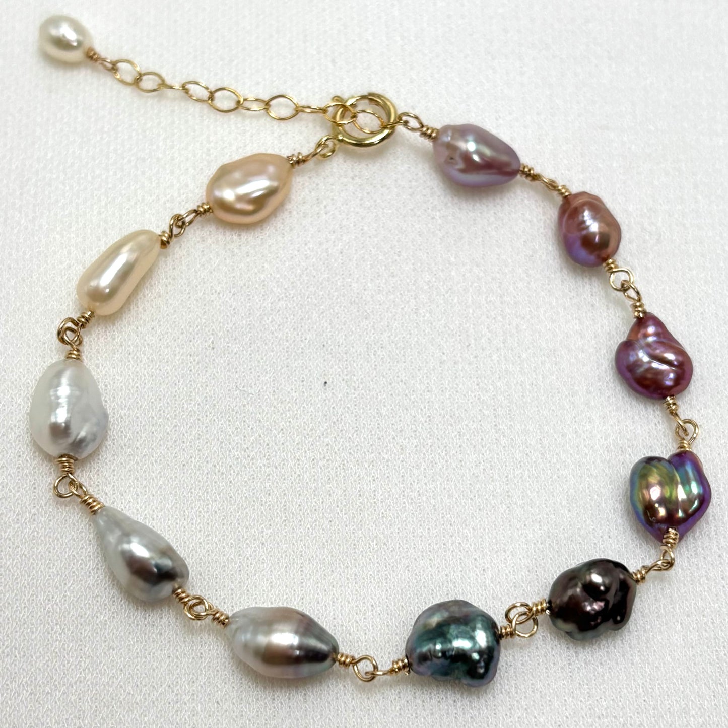 Rainbow Keshi Pearl Bracelet