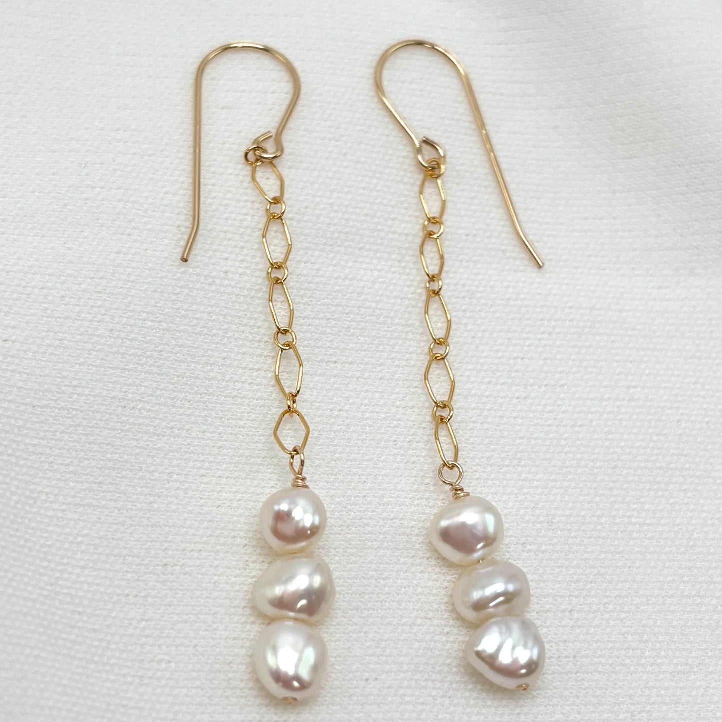 White Keshi Drop Earrings