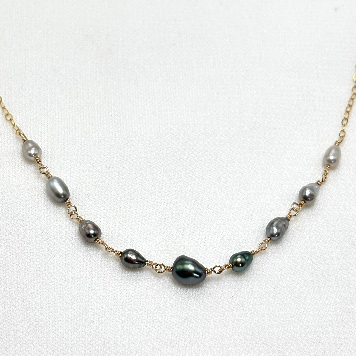 Ombré Tahitian Keshi Pearl Necklace