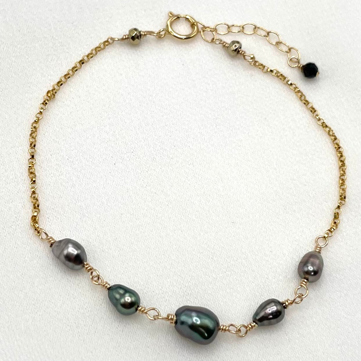 Dark Tahitian Keshi Pearl Bracelet