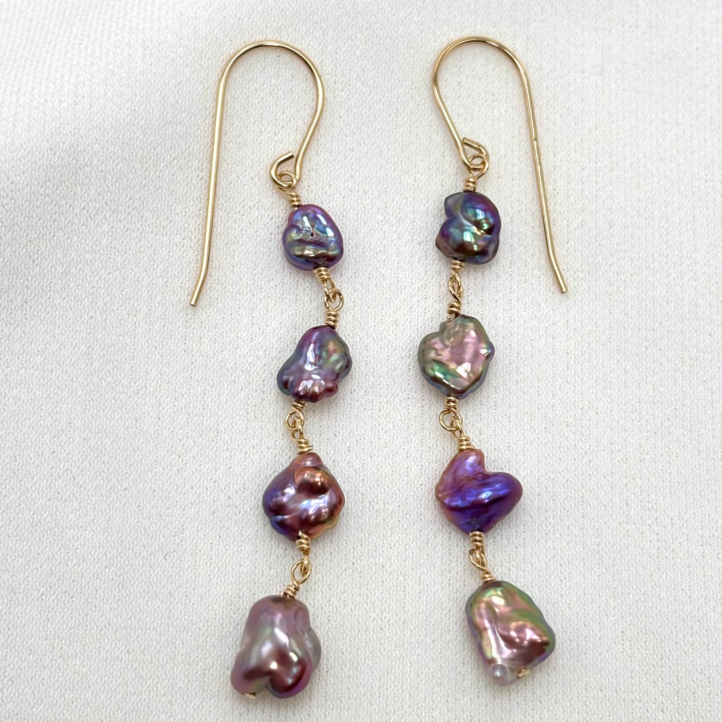 Purple Keshi Pearl Drop Earrings