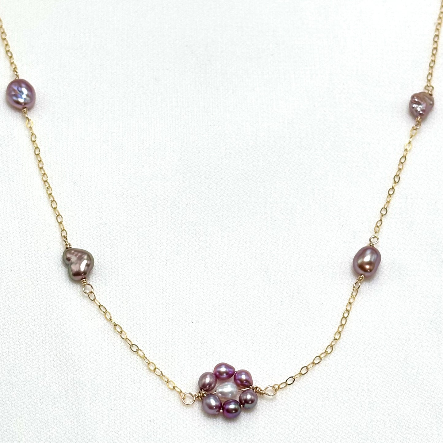 Purple Keshi Daisy Necklace
