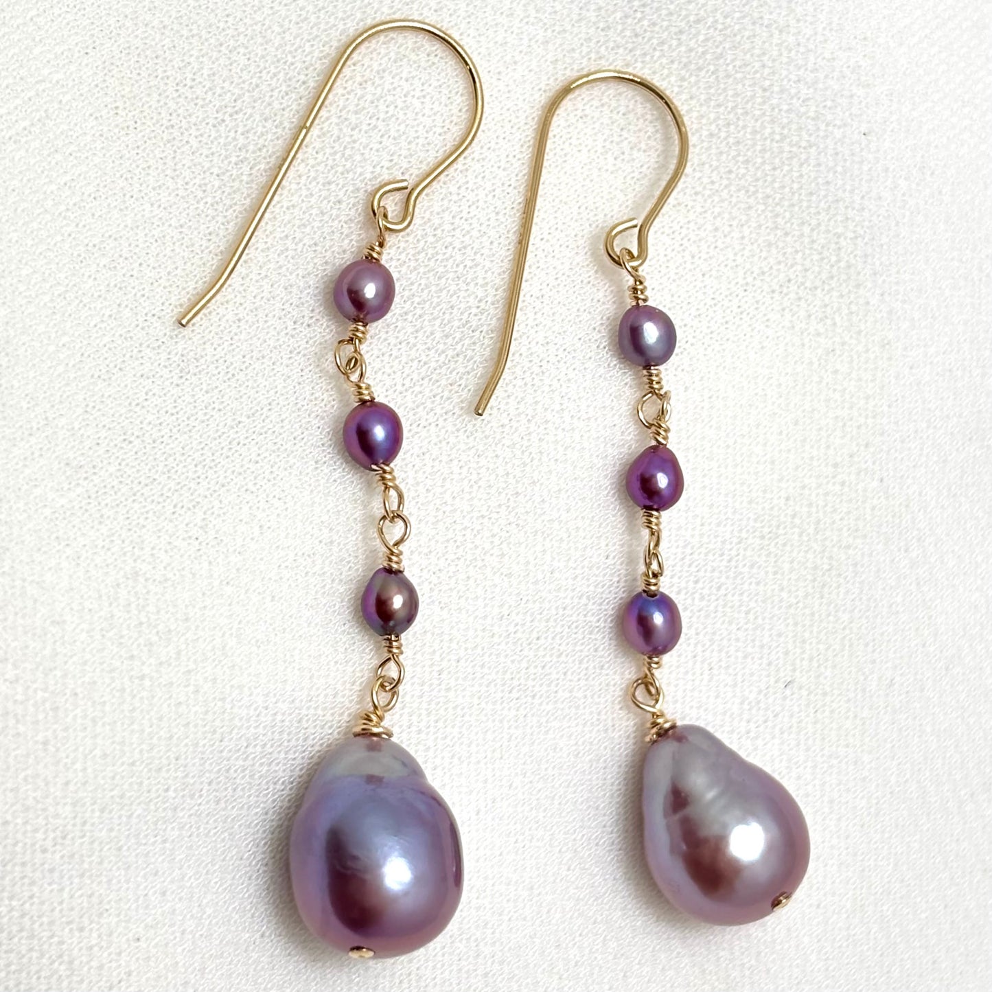 Purple Keshi Pearl Drop Earrings