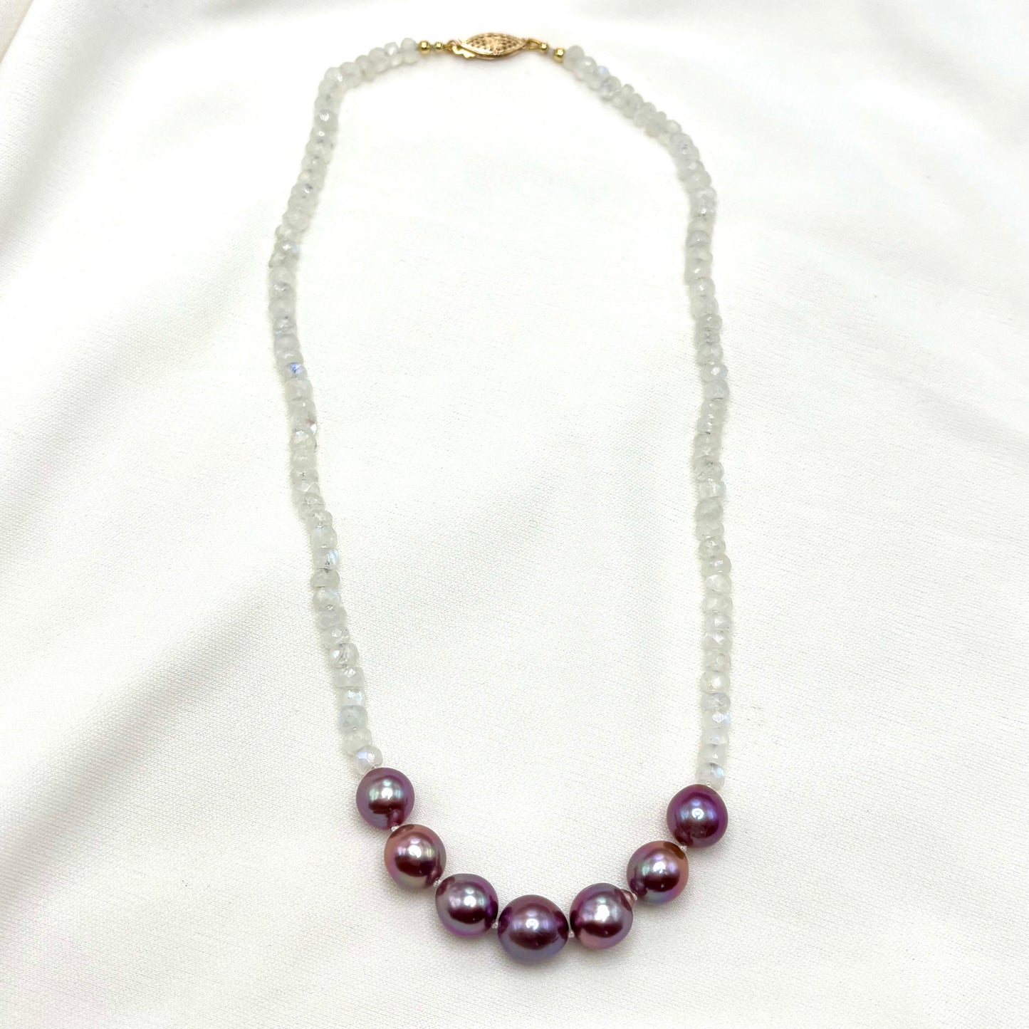 Moonstone Edison Pearl Jewel Strand Necklace
