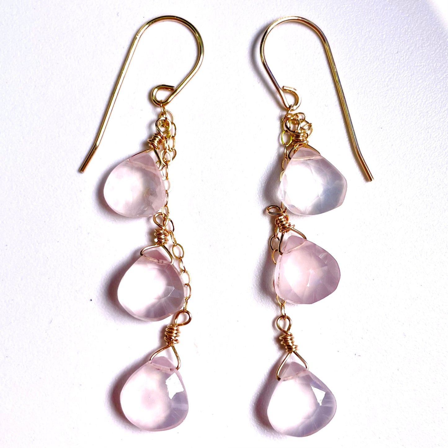 Triple Rose Quartz Earrings