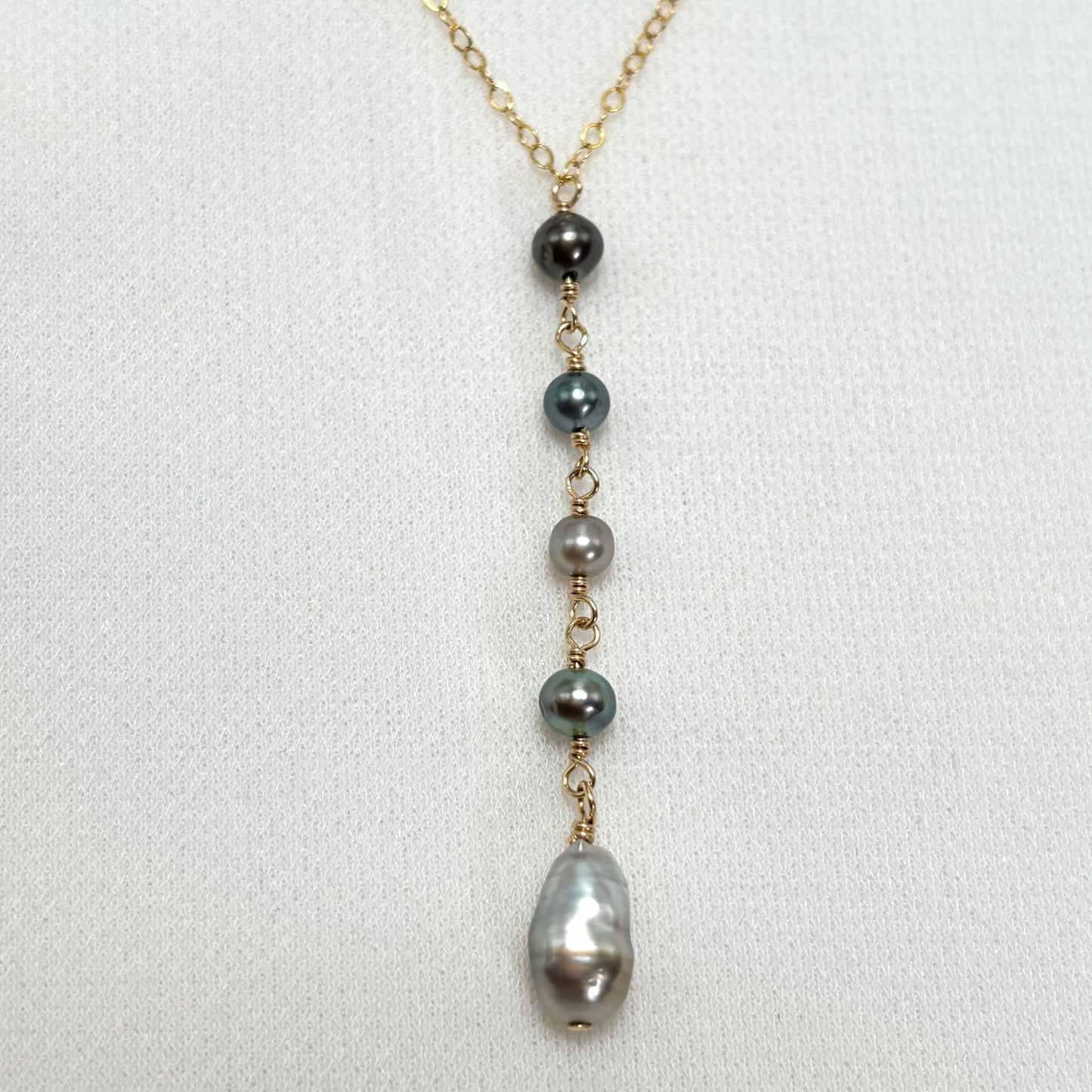 Multi Color Tahitian Keshi Pearl Drop Necklace