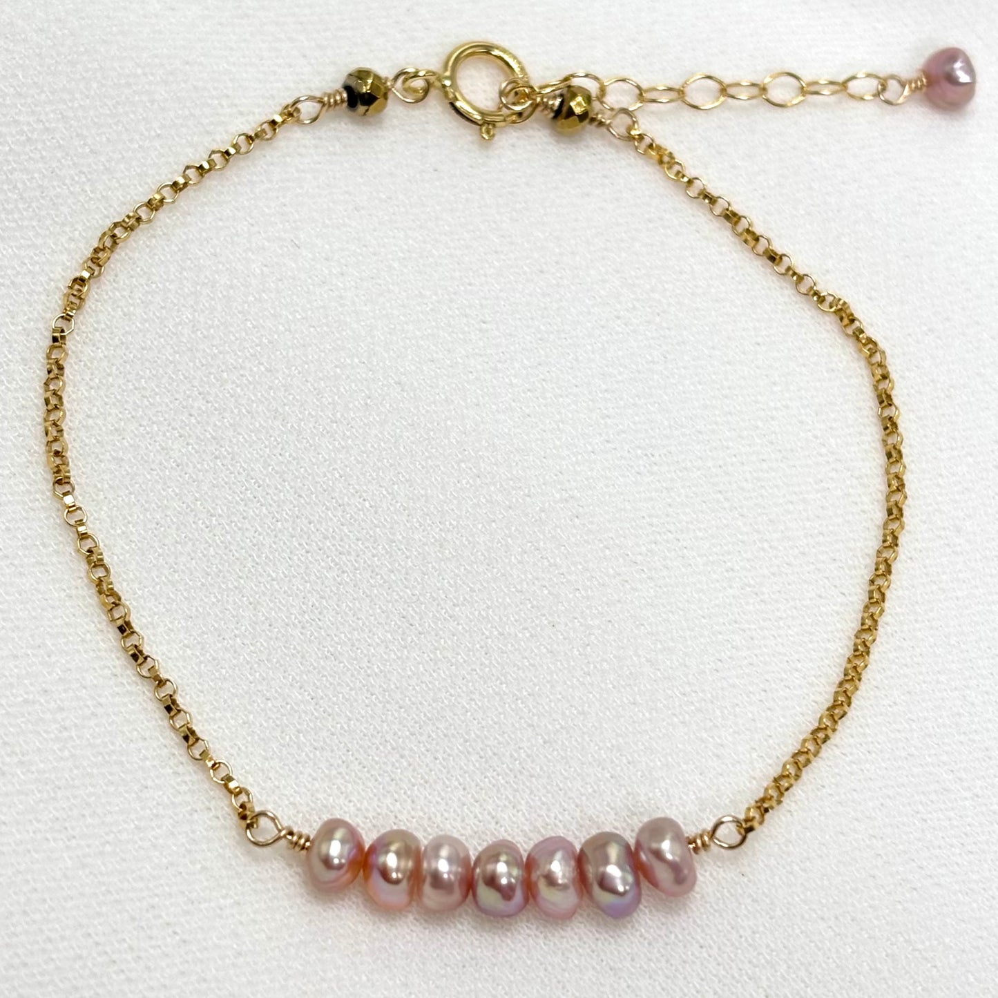 Dainty Pink Pearl Bracelet