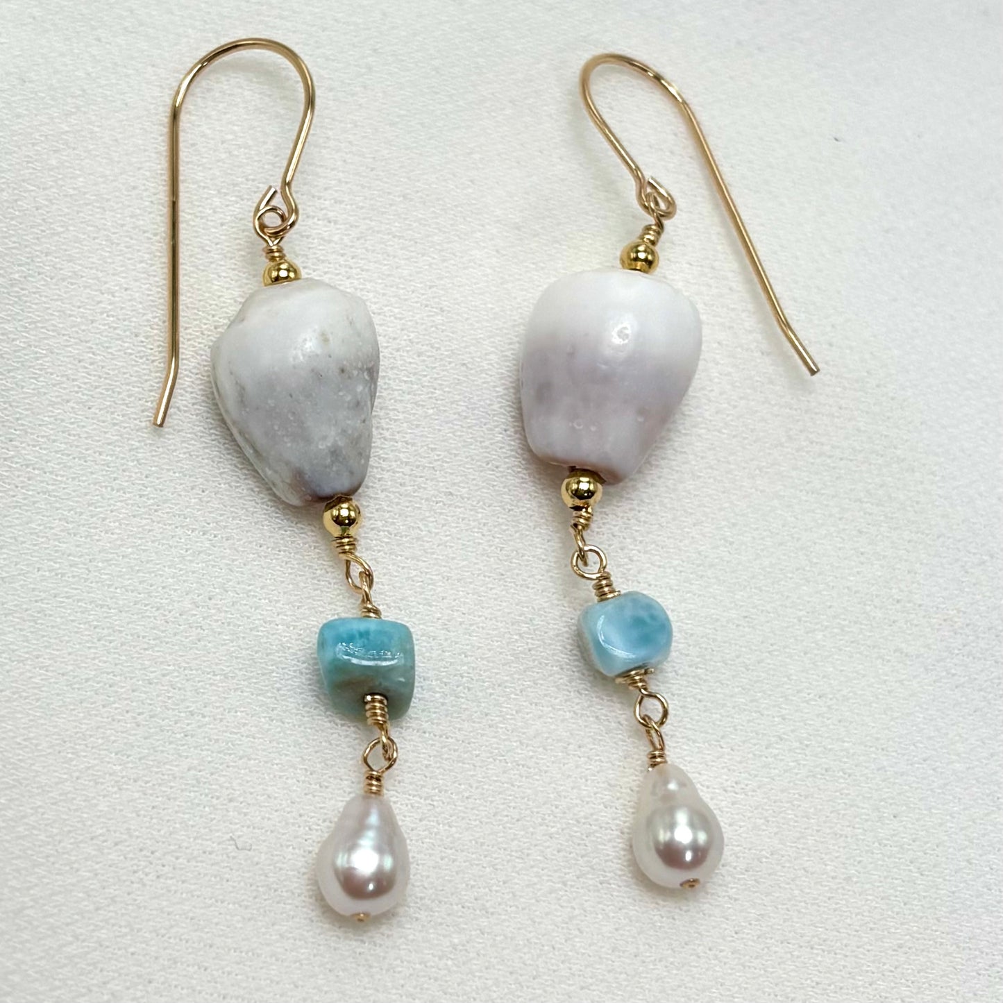 Larimar Cone Shell Earrings