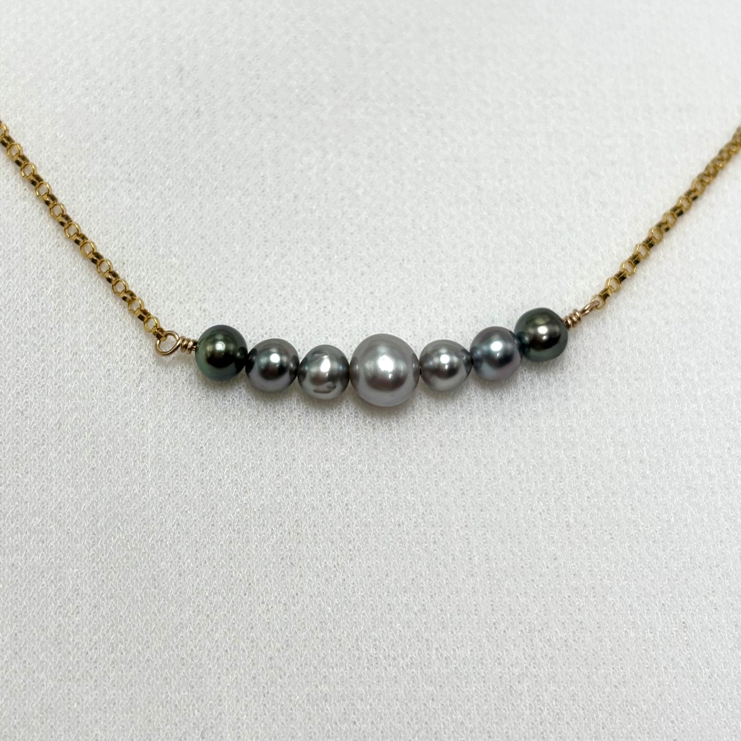 Silver Ombré Tahitian Keshi Pearl Necklace