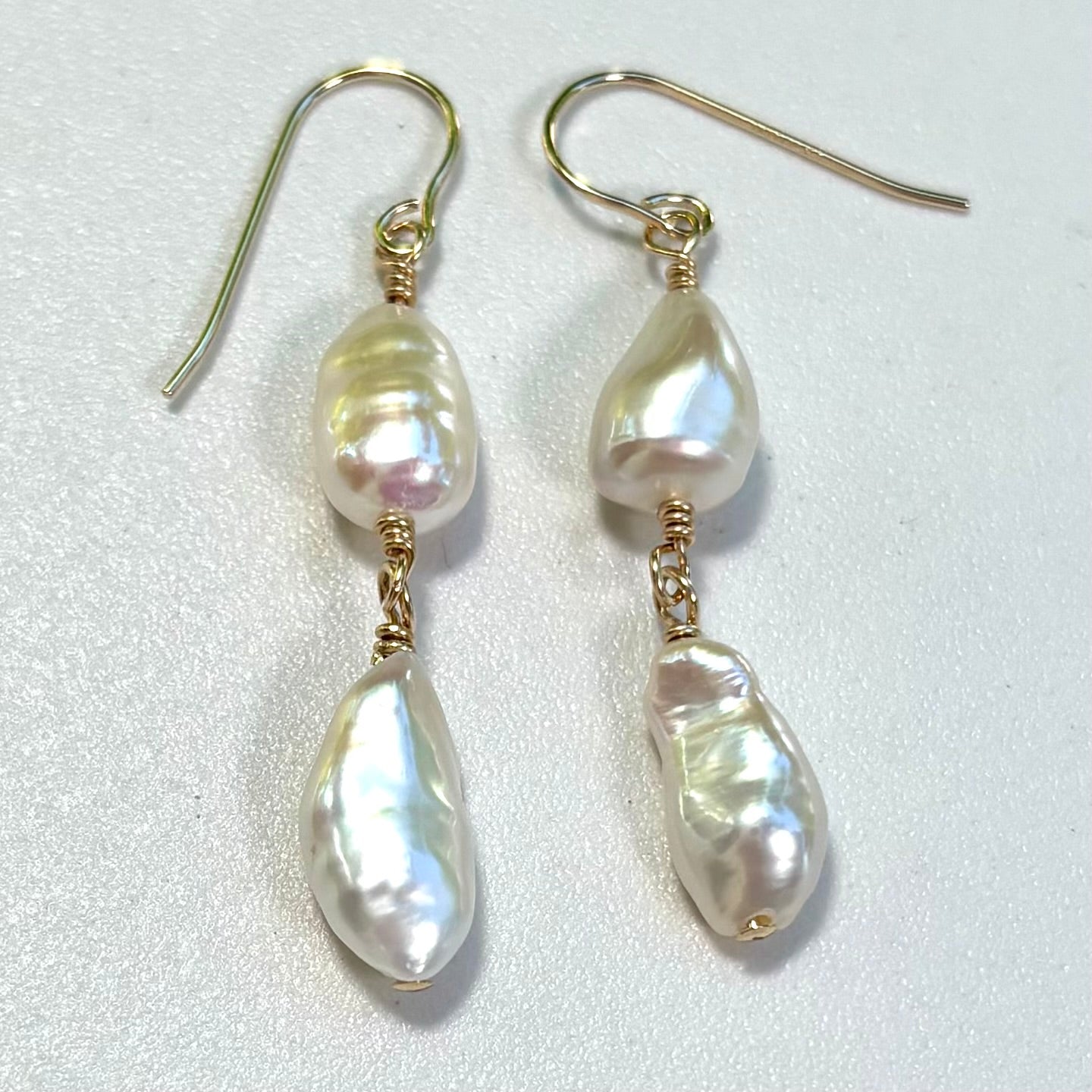 White Edison Keshi Pearl Cloud Earrings