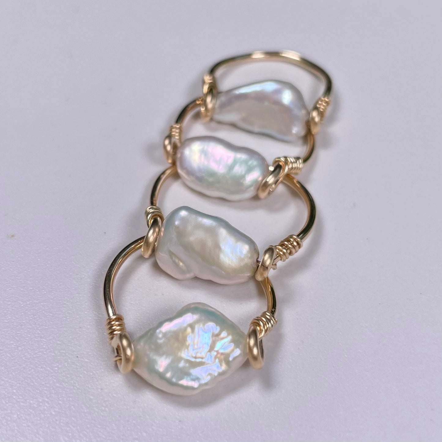 White Keshi Pearl Ring