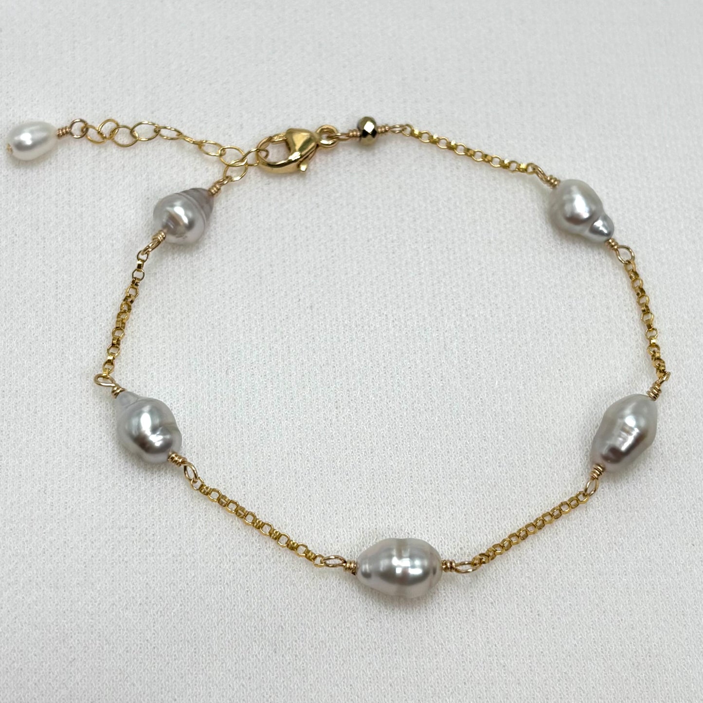 Silver Tahitian Keshi Pearl Bracelet