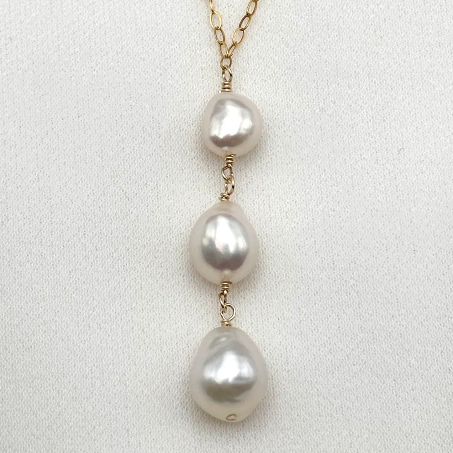 White Edison Pearl Drop Necklace