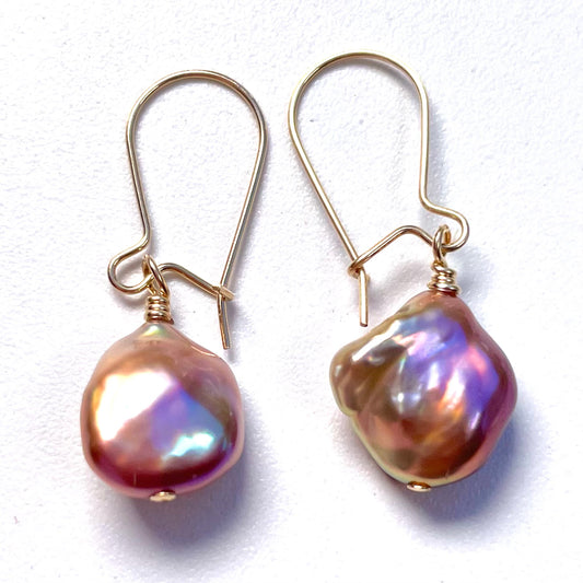 Cranberry Keshi Pearl Earrings