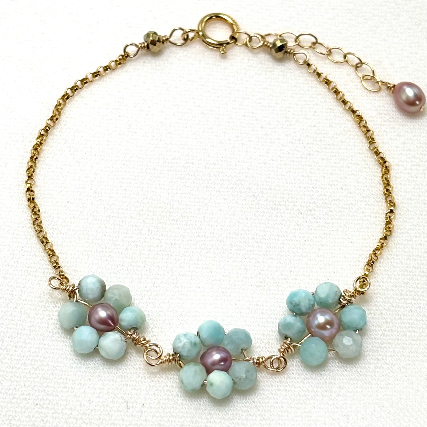 Larimar Daisy Bracelet
