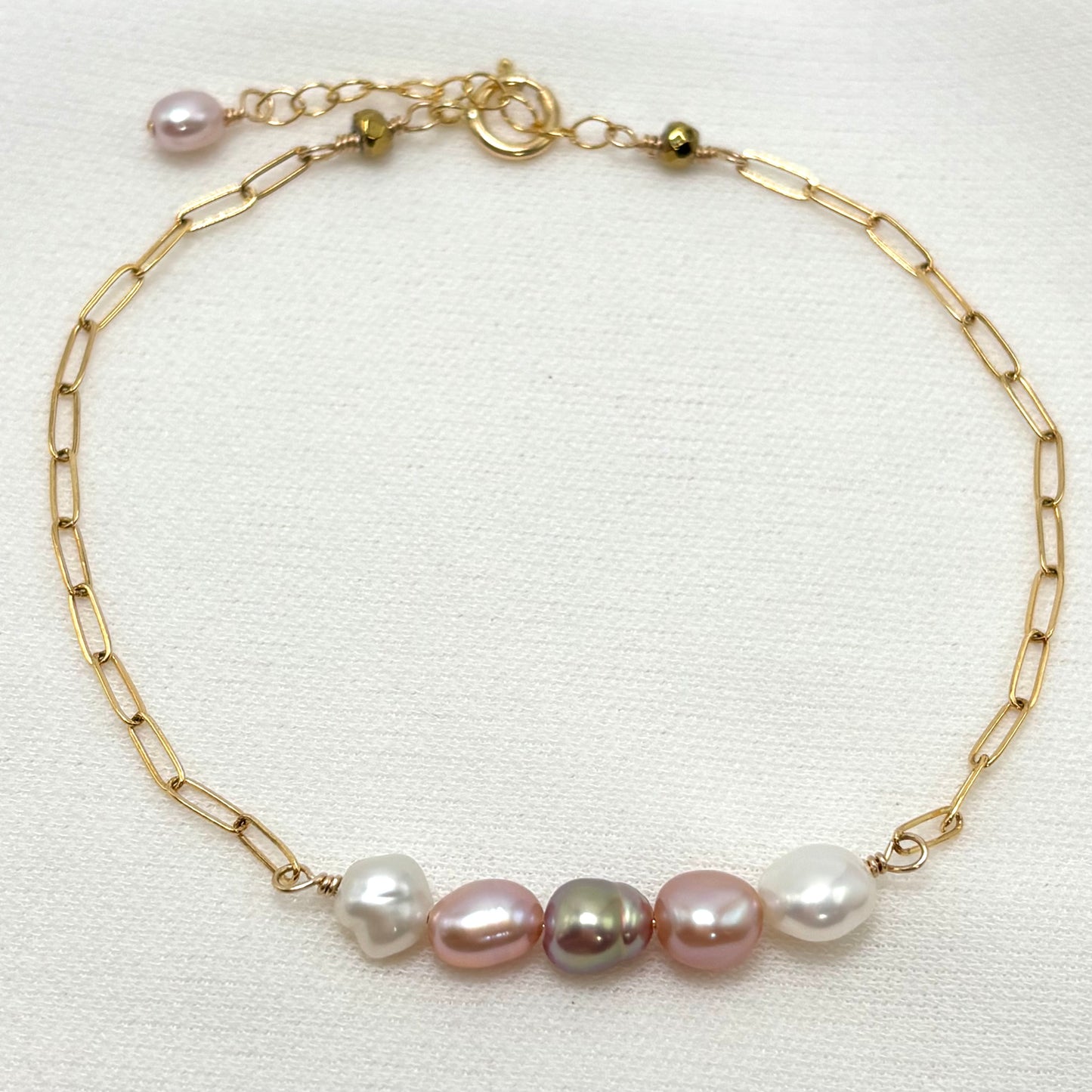 Pink Keshi Pearl Bar Bracelet