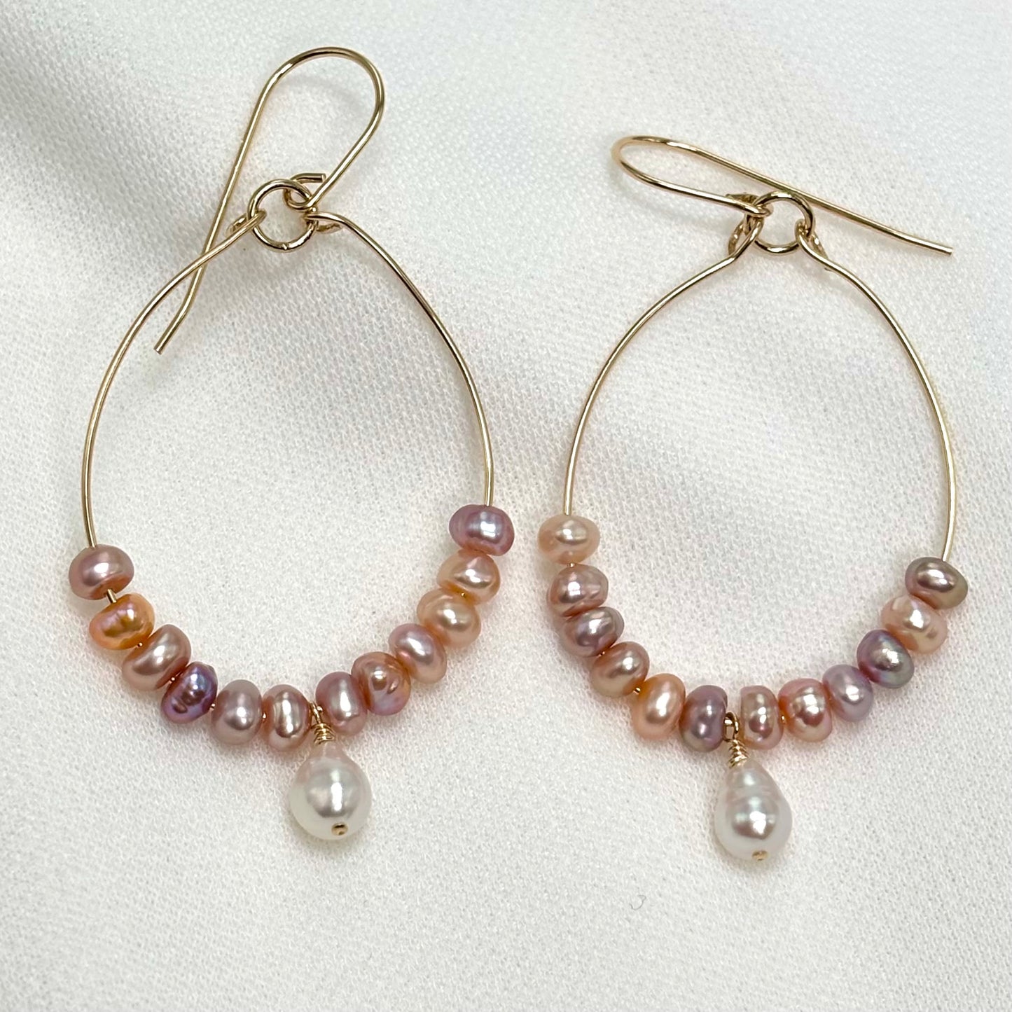 Pink Pearl Hoop Earrings