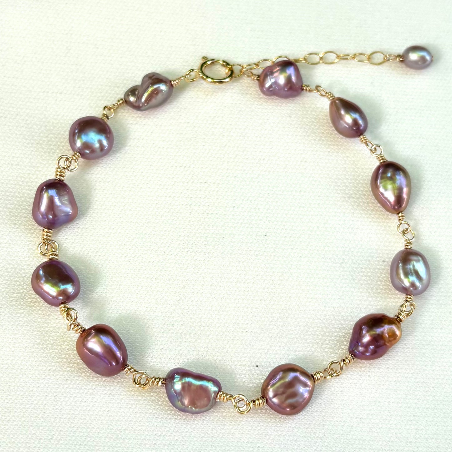 Purple Keshi Pearl Bracelet
