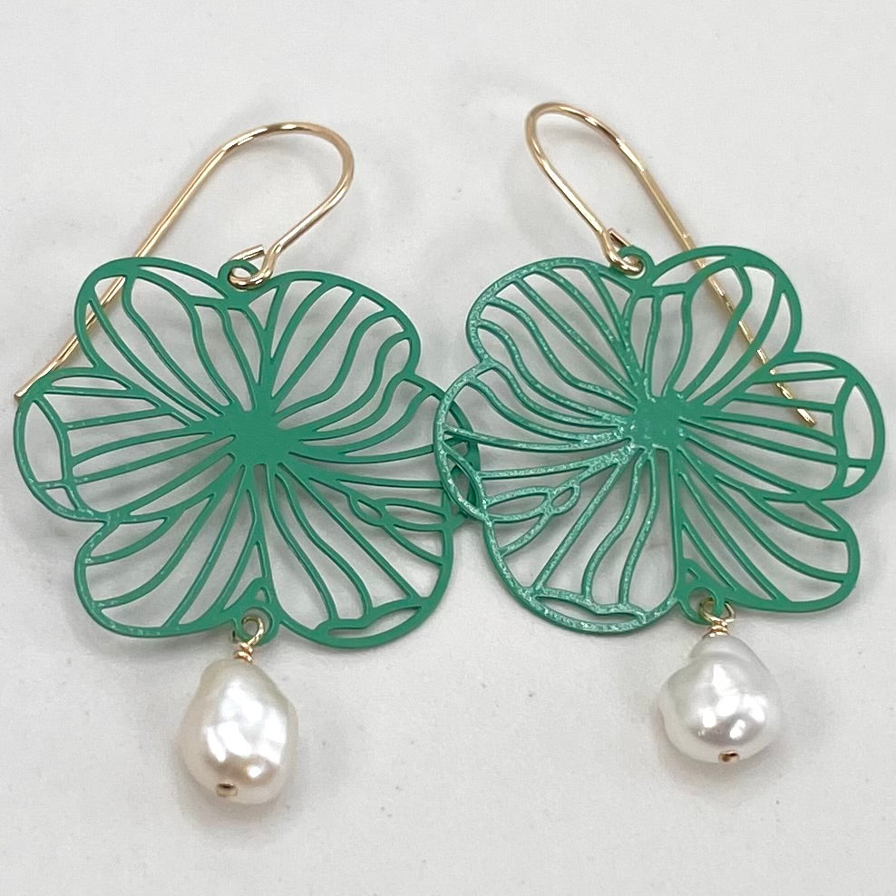 Flower Keshi Pearl Earrings