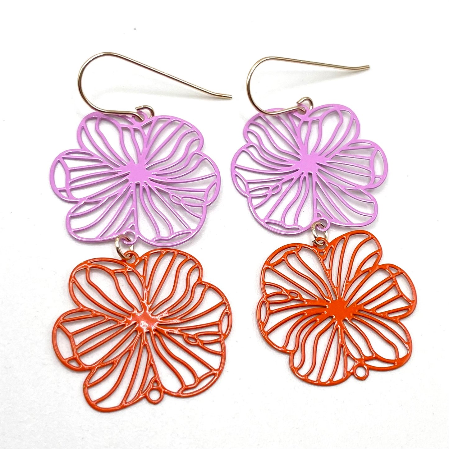 Two Tone Flower Earrings
