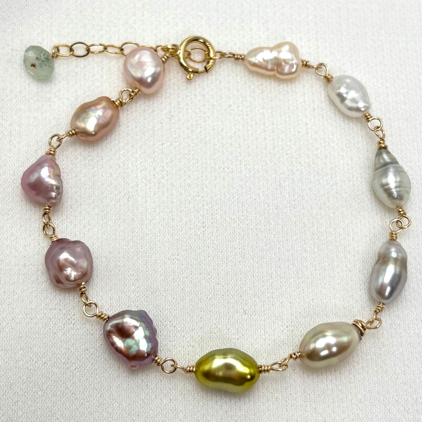 Pastel Rainbow Keshi Pearl Bracelet