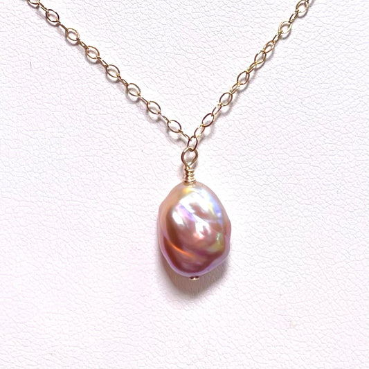 Cranberry Keshi Pearl Necklace