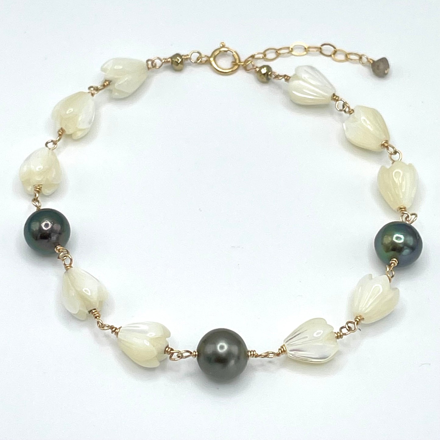 Tahitian Pearl Pikake Lei Bracelet