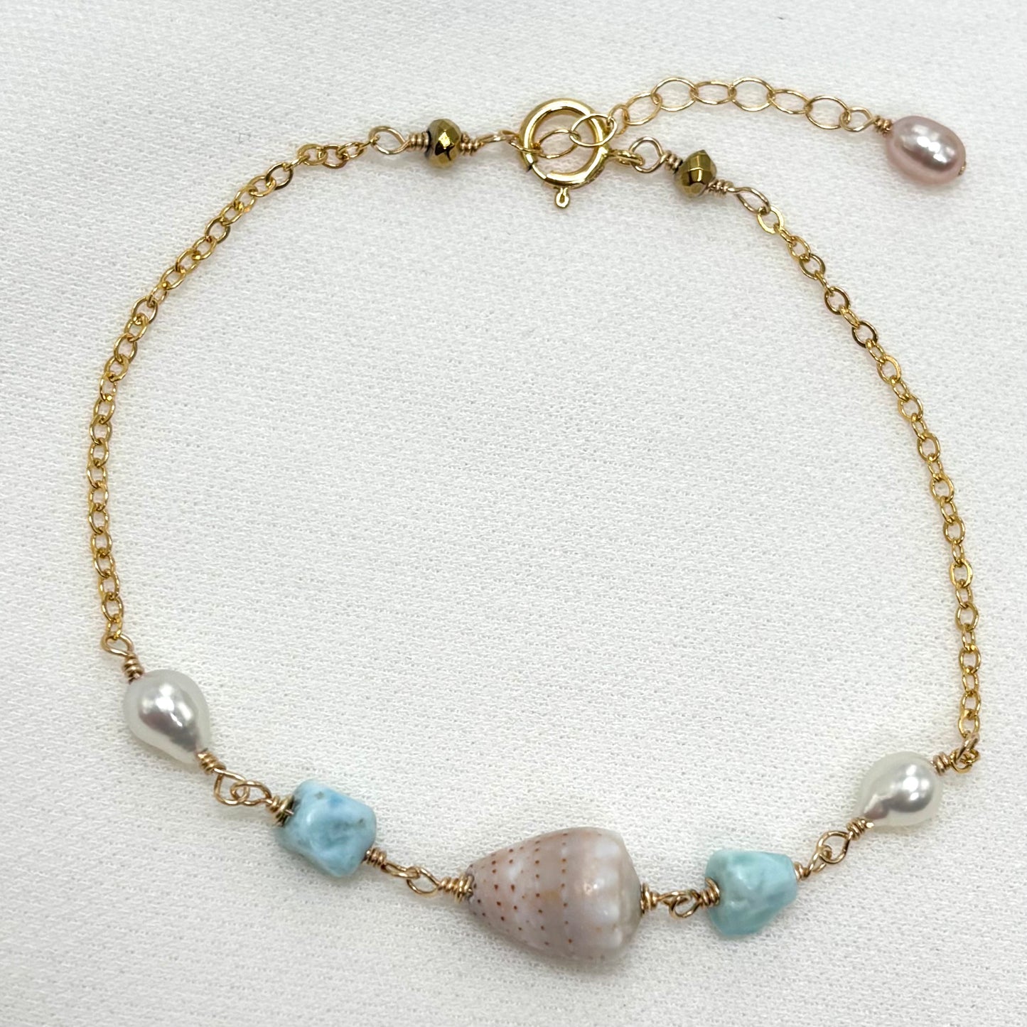 Larimar Cone Shell Bracelet