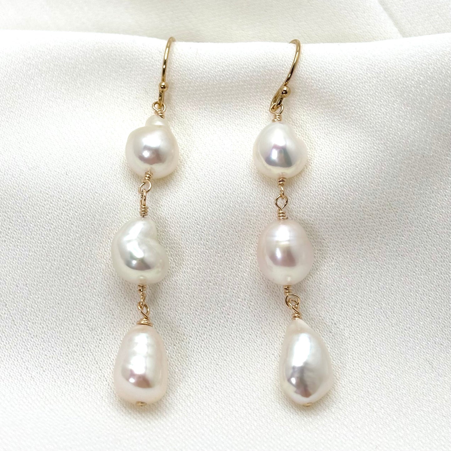 White Edison Pearl Drop Earrings