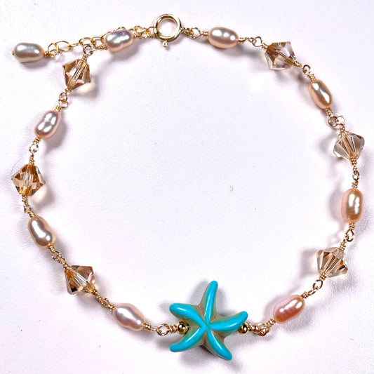 Teal Starfish Sunset Bracelet