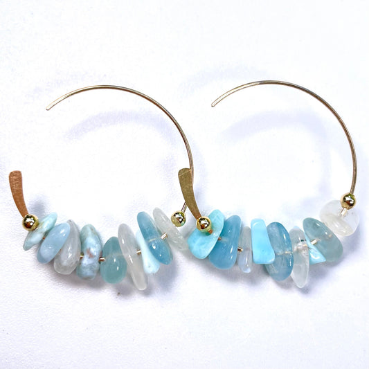 Ocean Gemstone Hoop Earrings