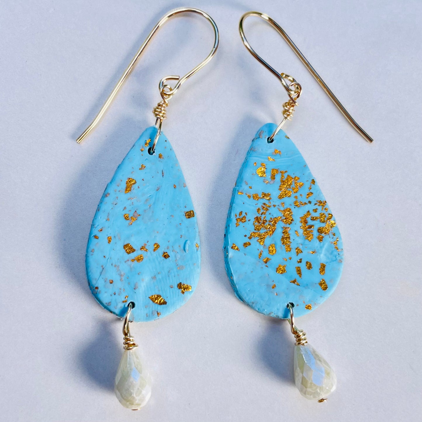 Teardrop White Sapphire Clay Earrings