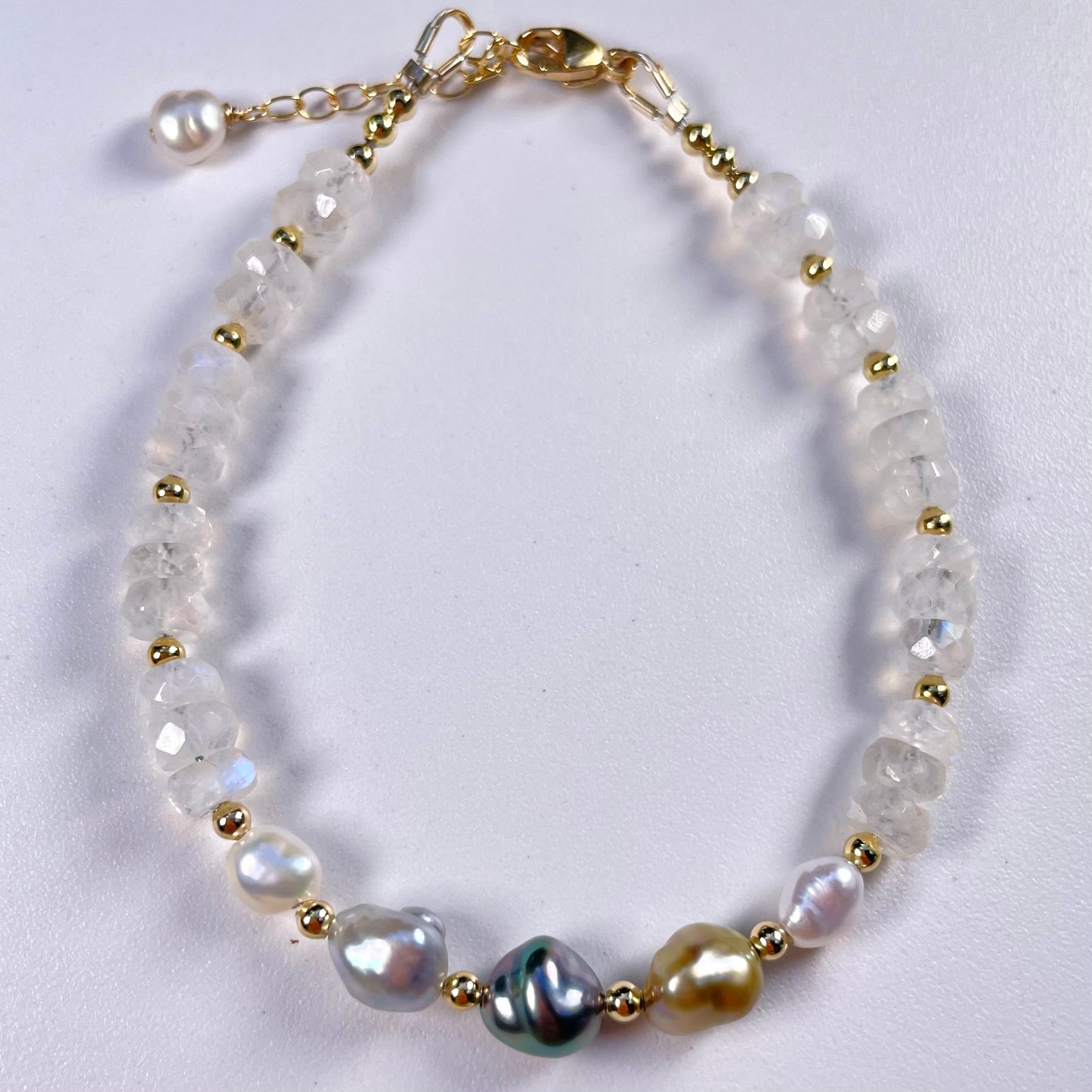 Moonstone Tahitian Keshi Treasure Bracelet