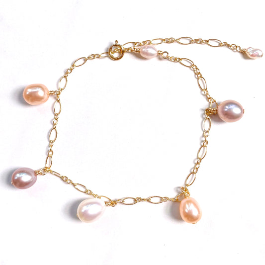 Mix Freshwater Pearl Charm Bracelet