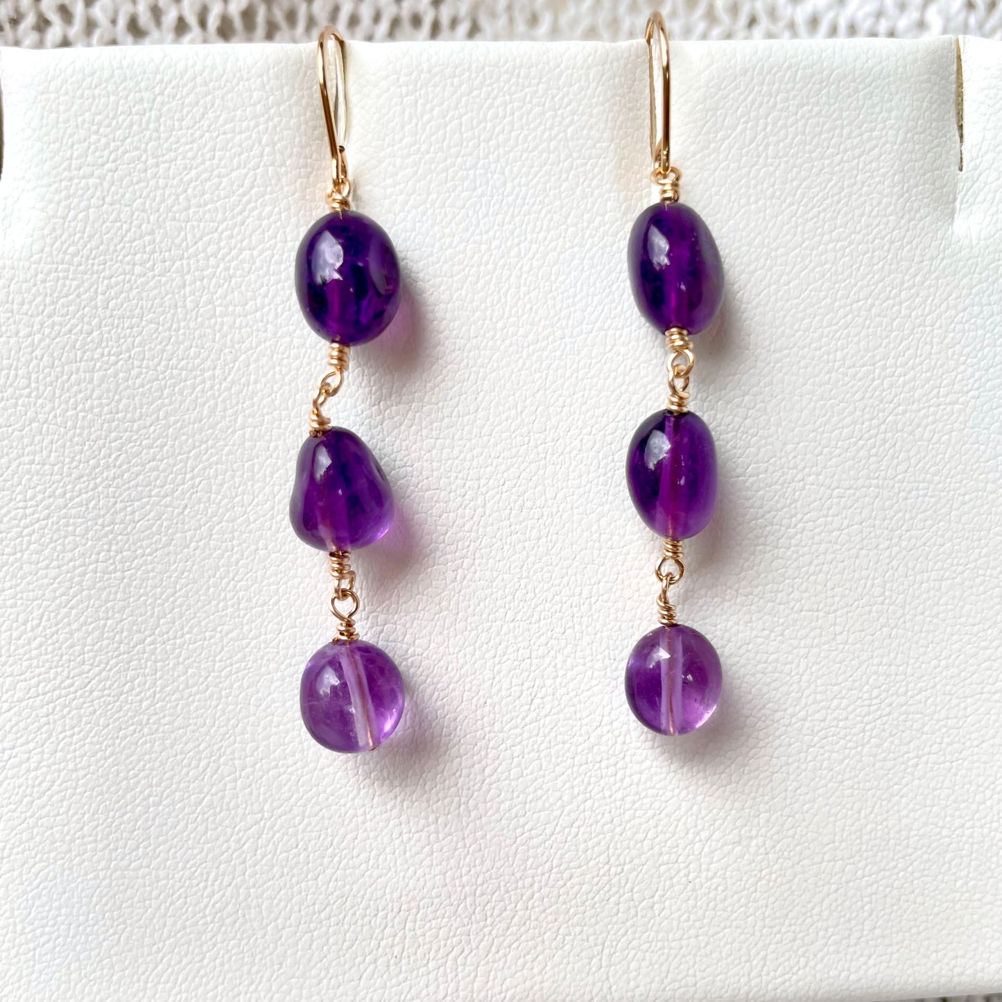 Triple Amethyst Earrings