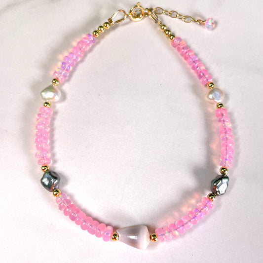 Pink Opal Cone Shell Treasure Bracelet