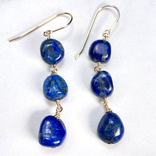 Triple Lapis Lazuli Earrings