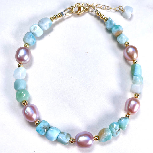 Larimar Pink Pearl Treasure Bracelet