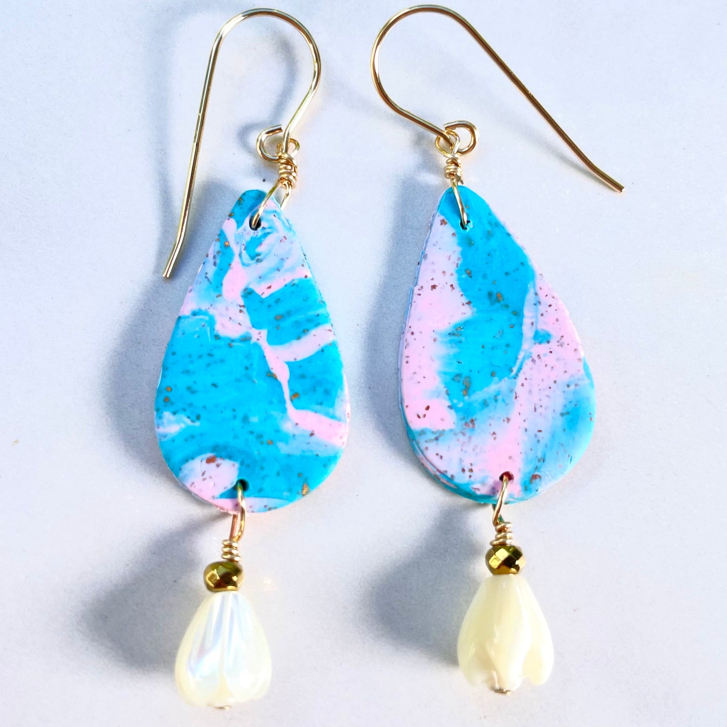 Teardrop Pikake Clay Earrings