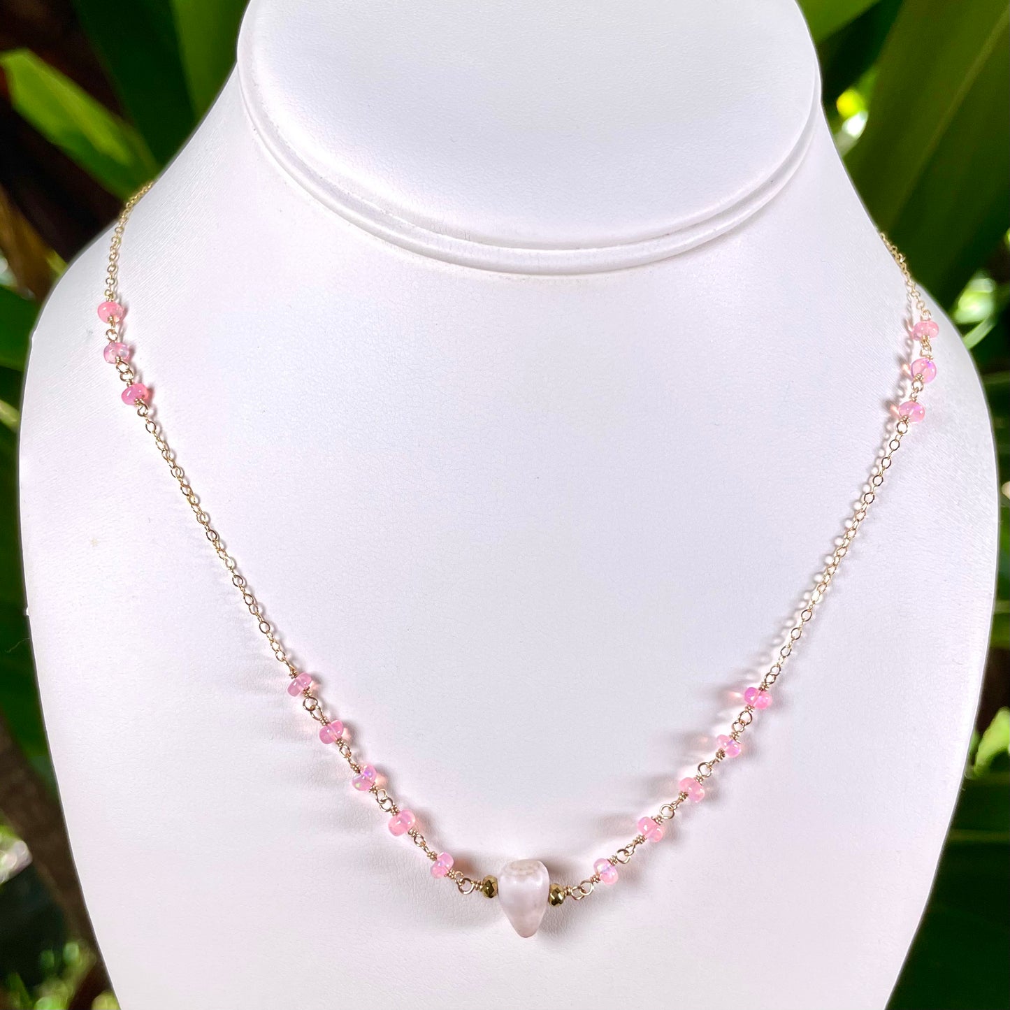 Pink Opal Cone Shell Necklace