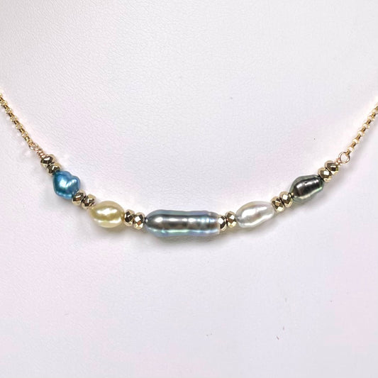 Tahitian Keshi Pearl Bar Necklace