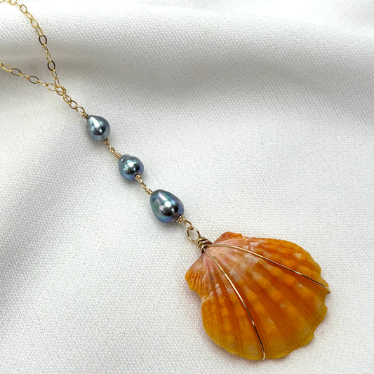 Blue Akoya Sunrise Shell Necklace