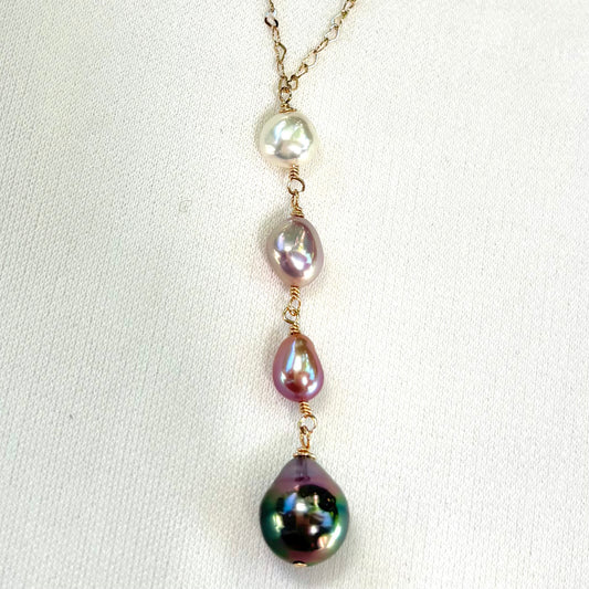 Pink Ombré Keshi Tahitian Pearl Necklace