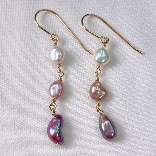 Purple Ombré Keshi Pearl Earrings