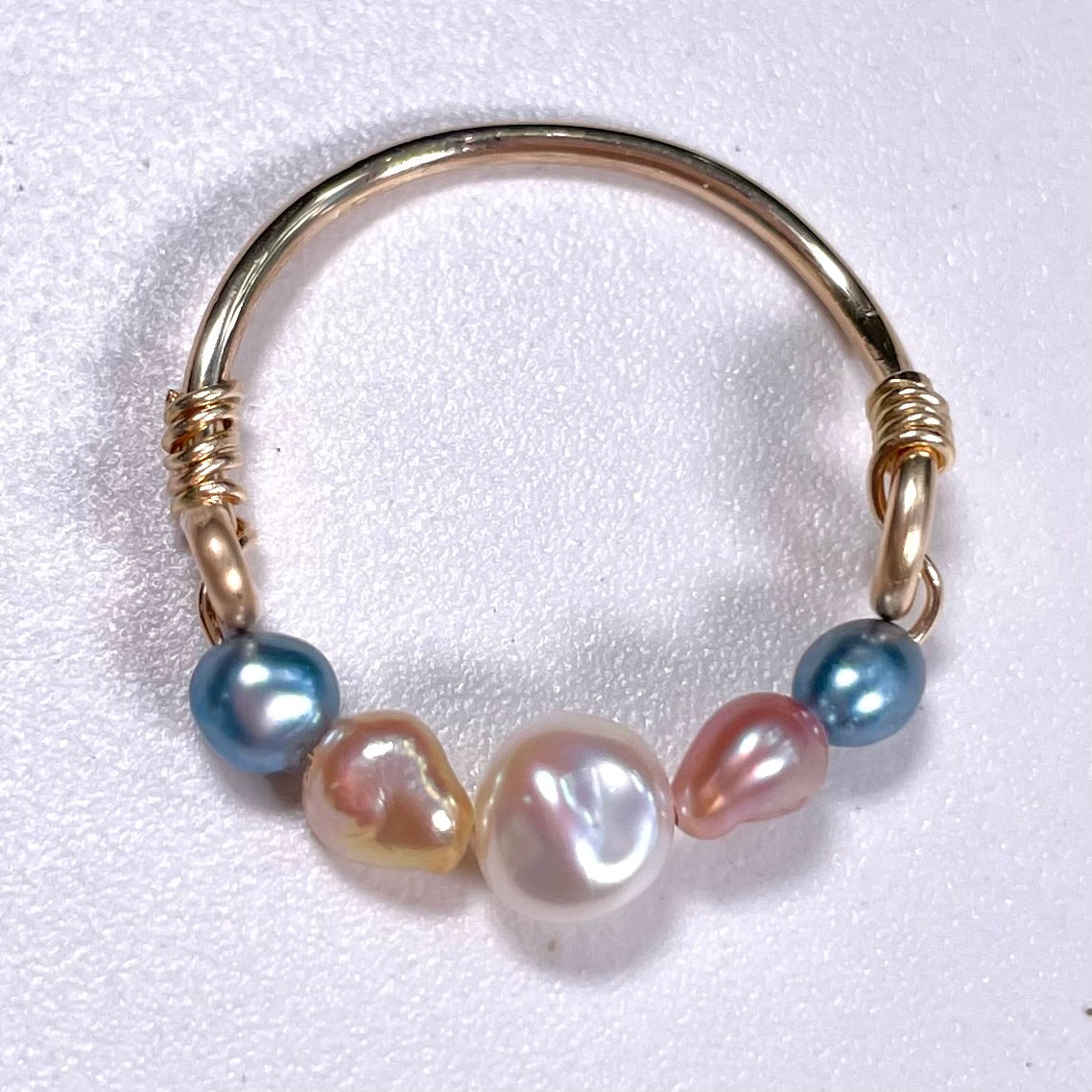 Multi Color Keshi Pearl Ring