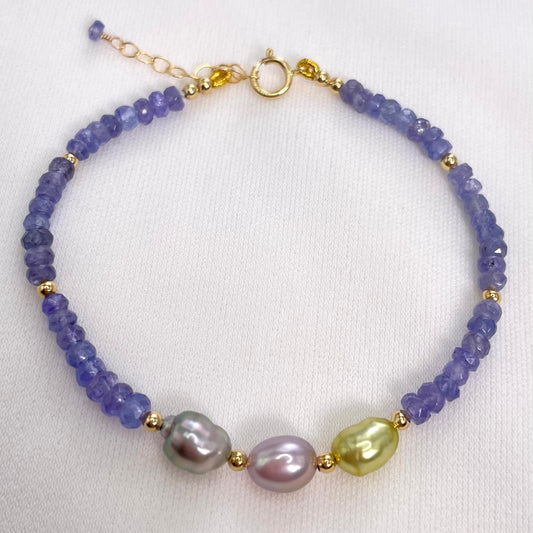 Tanzanite Pastel Keshi Pearl Bracelet