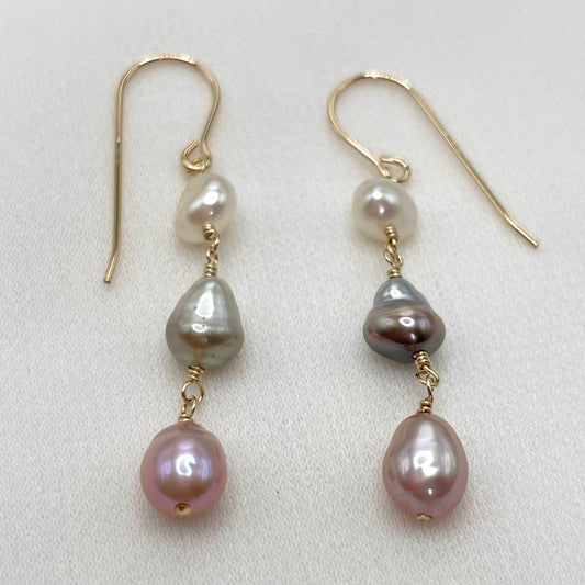 Multi Color Keshi Pearl Earrings