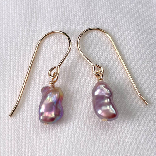 Purple Keshi Pearl Earrings